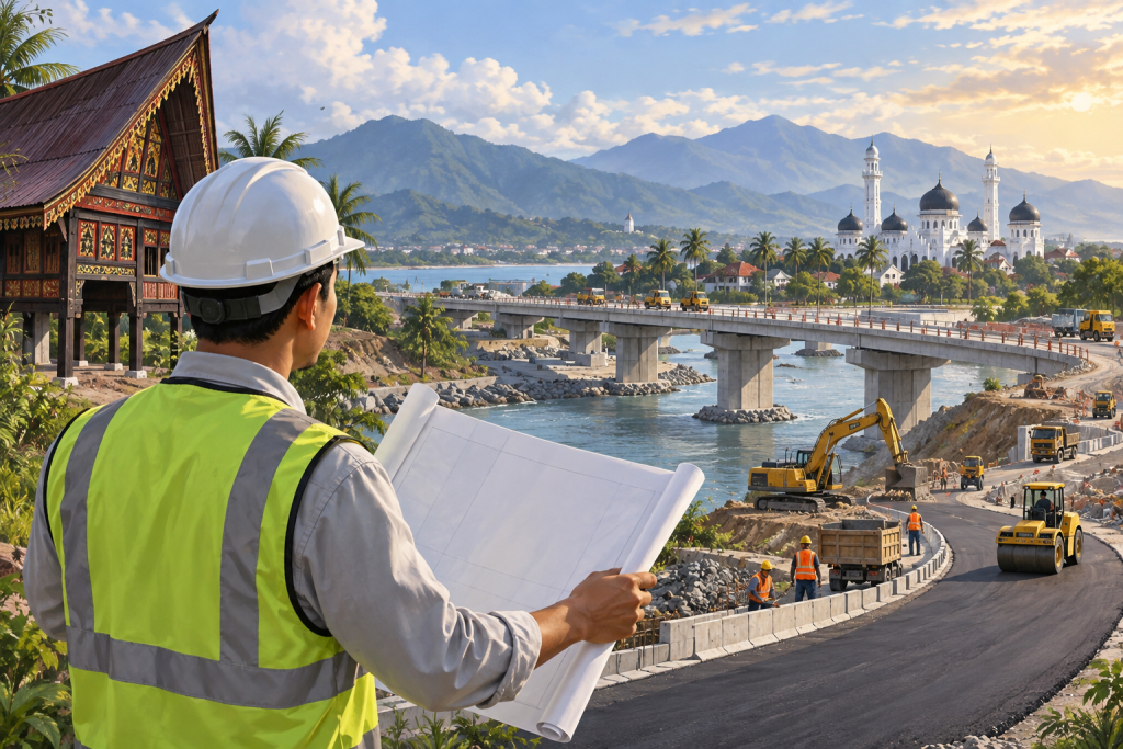 Ilustrasi perencanaan pembangunan infrastruktur dan pemulihan di Aceh.