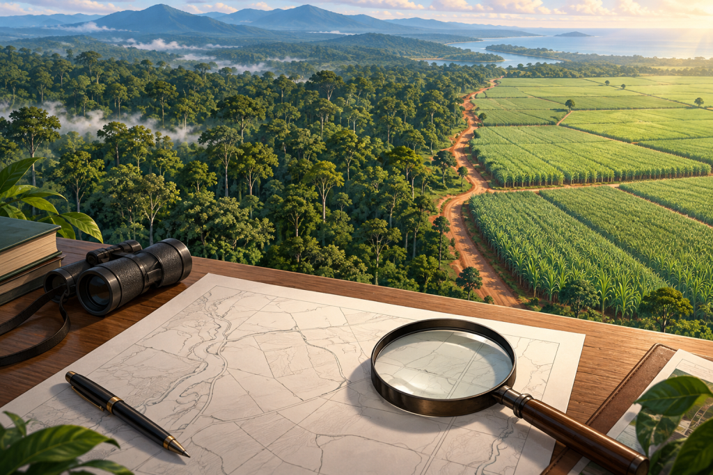 Ilustrasi pemeriksaan penggunaan kawasan hutan dan lahan perkebunan tebu.
