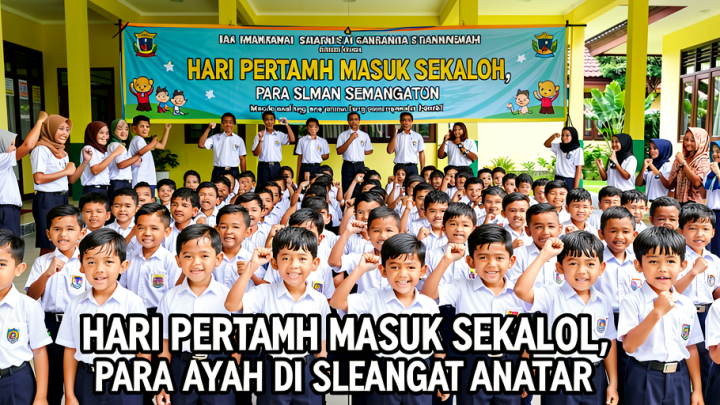 Key Strategy: Hari Pertama Masuk Sekolah, Para Ayah di Sleman Semangat Antar Anak