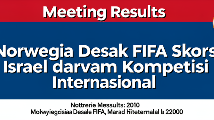 Meeting Results: Norwegia Desak FIFA Skors Israel dari Kompetisi Internasional