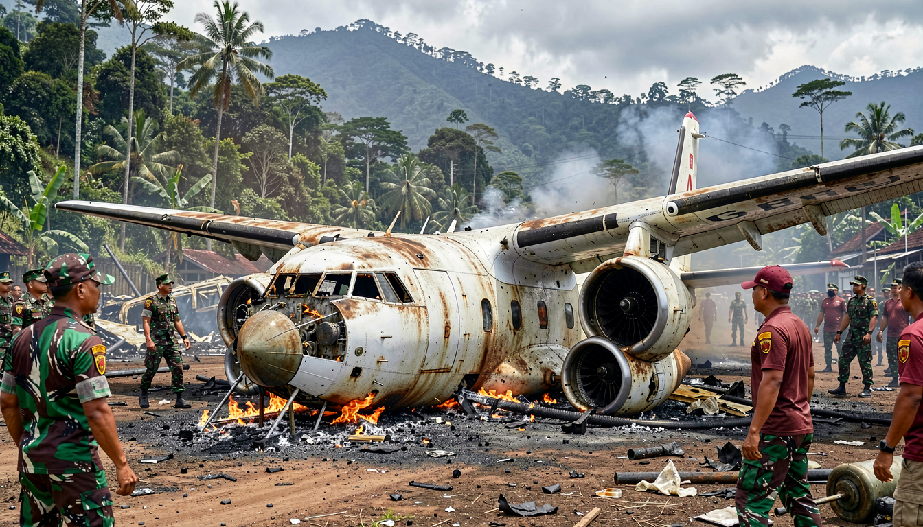 TNI Evakuasi Bangkai Pesawat AMA yang Dibakar OPM di Yahukimo